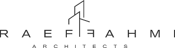 Logo featuring the word RAEFARM in bold, uppercase letters, with a minimalist geometric design resembling a building or barn above the text.